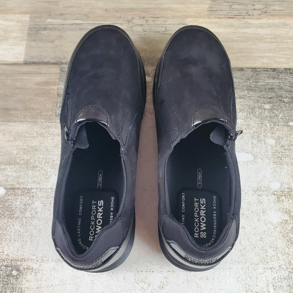 Rockport Works TruStride Womens Work Shoes Sz 11.5 M Black Leather Steel Toe